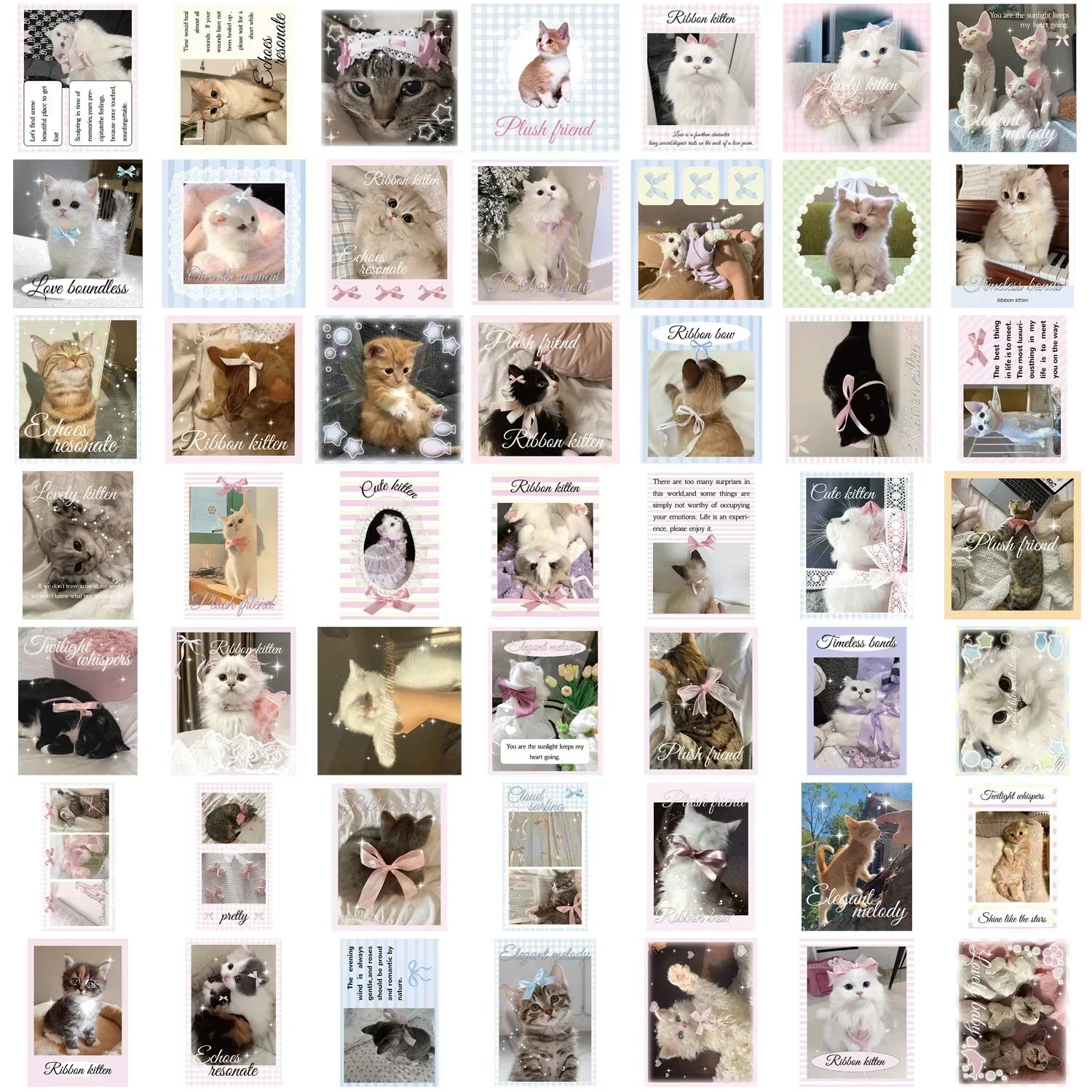 50pcs บัลเล่ต์สไตล์แมวแมวสติกเกอร์ INS สไตล์ DIY โทรศัพท์แล็ปท็อปกระเป๋าเดินทางกีตาร์สเก็ตบอร์ด Graffiti Decals ของขวัญสนุกสําหรับของเล่น