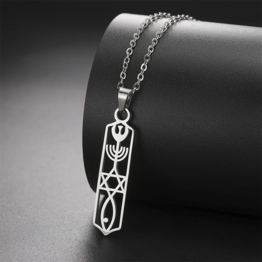 EUEAVAN Judaica Star Of David Necklace Women Men Stainless Steel Jewish Lamp Stand Symbol Pendant Chain Religious Amulet Jewelry