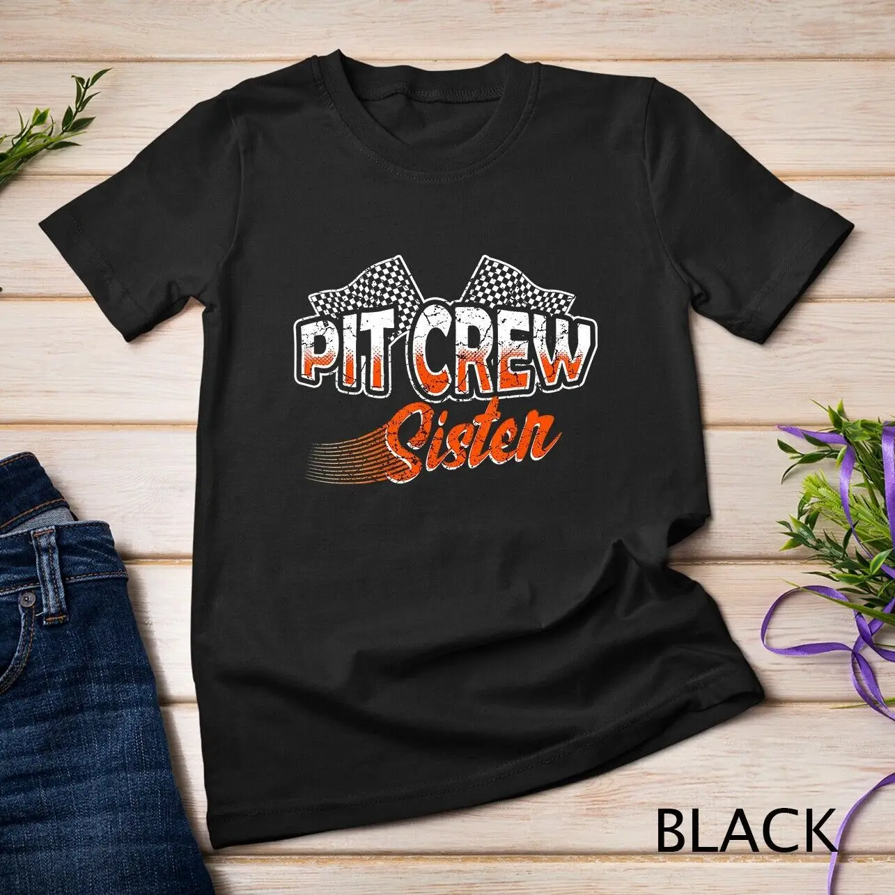 Pit Crew Sister For Hosting Race Car Racing Parents Gift T-Shirt Unisex T-shirt