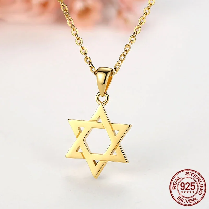 TONGZHE Collare Magen Star Of David  925 Sterling Silver Pendant Israel Chain Necklace Women Judaica Jewish Vintage Fine Jewelry