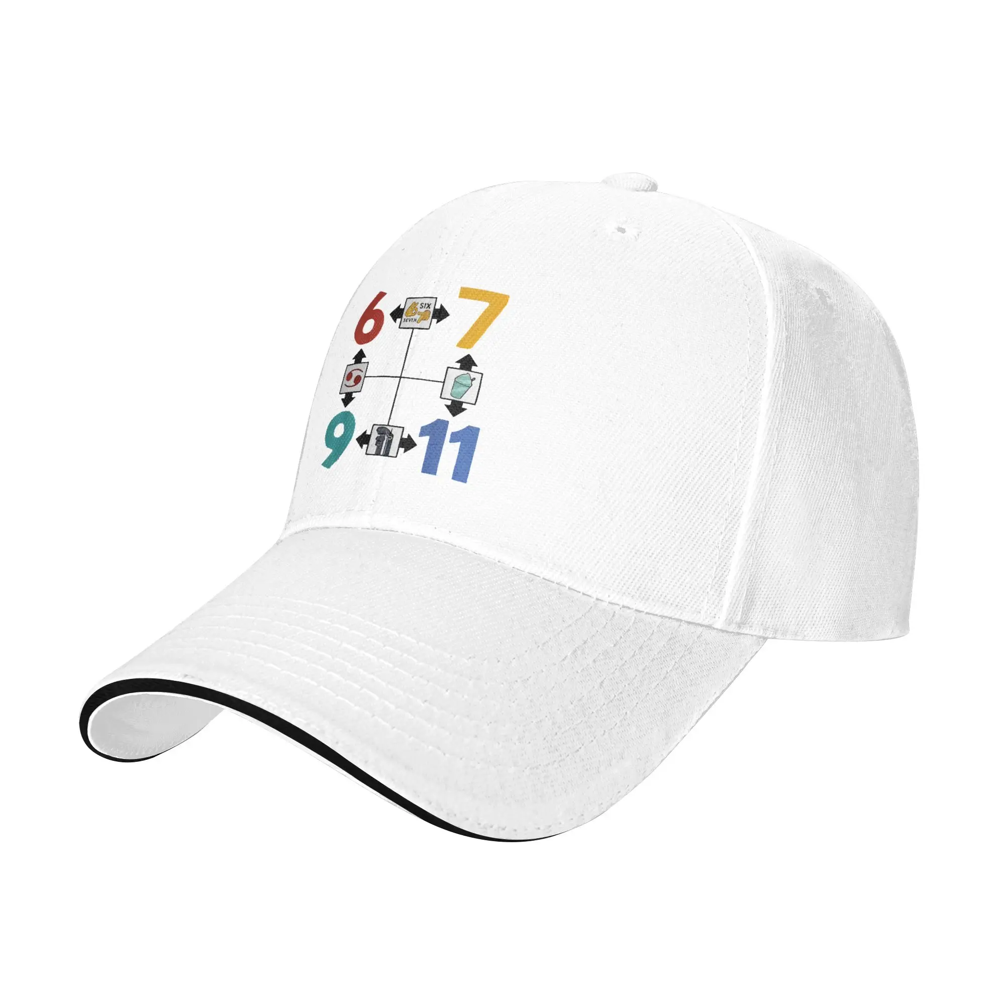 Funny 6 7 9 11 Meme Diagram Sandwich Caps Unisex Hip-Hop Baseball Caps Dark Humor High Quality Fishing All seasons Hat Adult