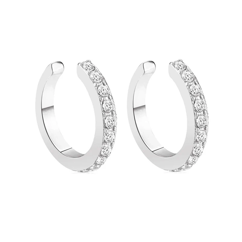 Minimal Ear Bone Crystal Rainbow Clip Earrings Multicolor Charm Zircon Copper Thin Ear Cuff Jewelry Without Piercing For Women