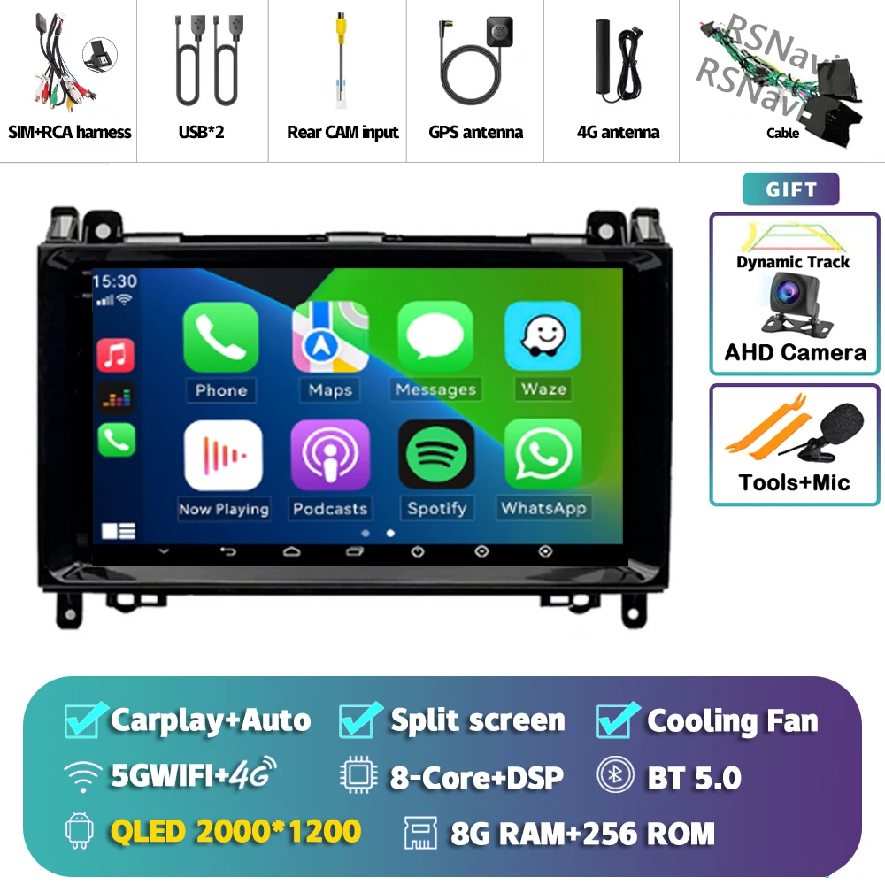 Android 15 Voor Benz Sprinter Volkswagen Crafter 2006-2016 2K QLED Android Autoradio Multimedia Video Player GPS stereo CarPlay