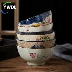 YWDL 5inch Ceramic Rice Bowl Japanese Retro Style Cereal Soup Dessert Snack Bowl Kitchen Tableware Microwave Safe 1pc