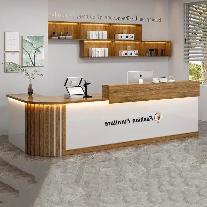 #Beauty Cashier Reception Desk Counter Aesthetic Nordic Storage Modern Reception Desk Counter Trendy Office Commercial Furniture