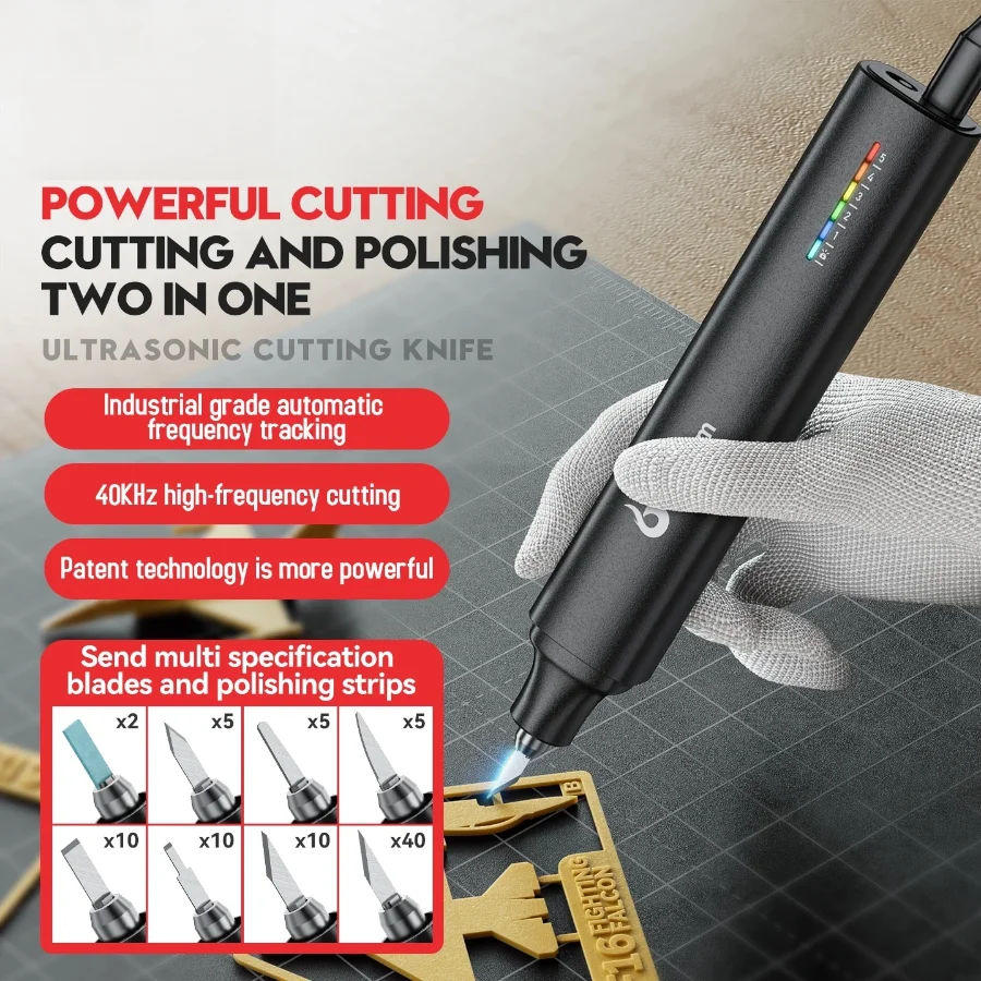 RA38 new KH1 Handheld Ultrasonic Cutter Ultrasonic cutting knife DIY Electric Carving Tool for Plastic/Resin/3D Printing/Textile
