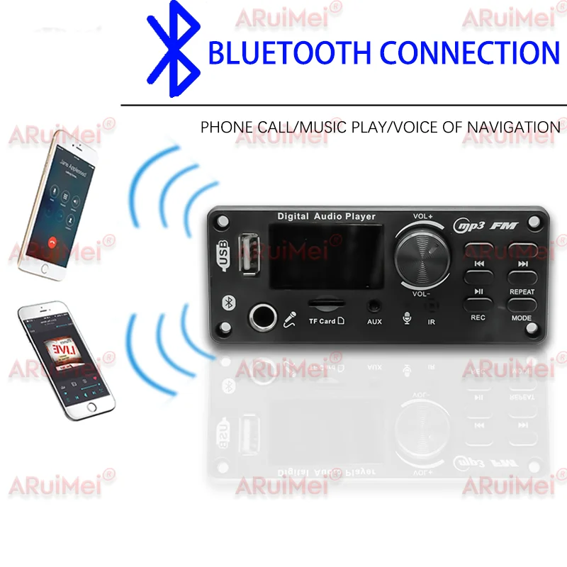 80 واط بلوتوث MP3 فك مجلس 2*40 واط 80 واط مكبر للصوت مشغل الصوت 12 فولت لتقوم بها بنفسك مشغل MP3 سيارة راديو FM وحدة TF USB Mic سجل المكالمات