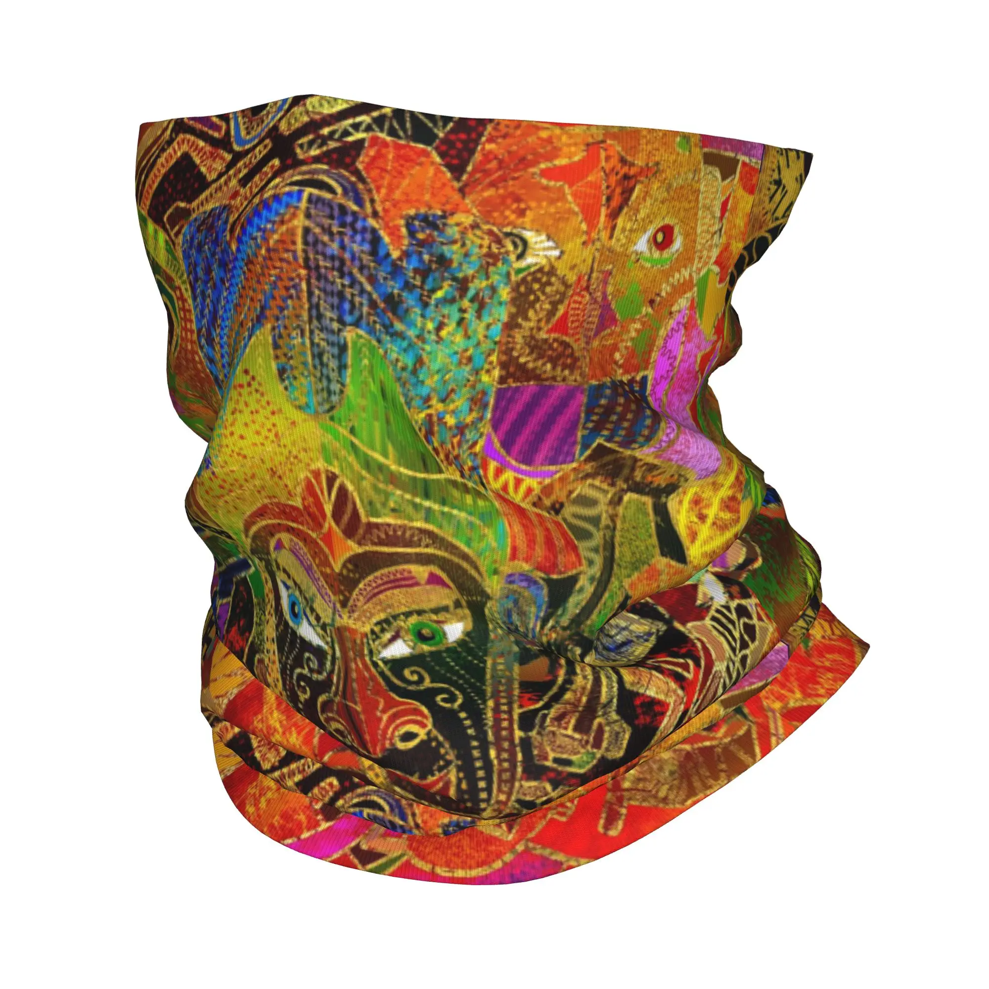 African Tribal Mask colorful collage Bandana Neck Gaiter Printed Mask Scarf Warm Face Mask Riding For Men Women Adult