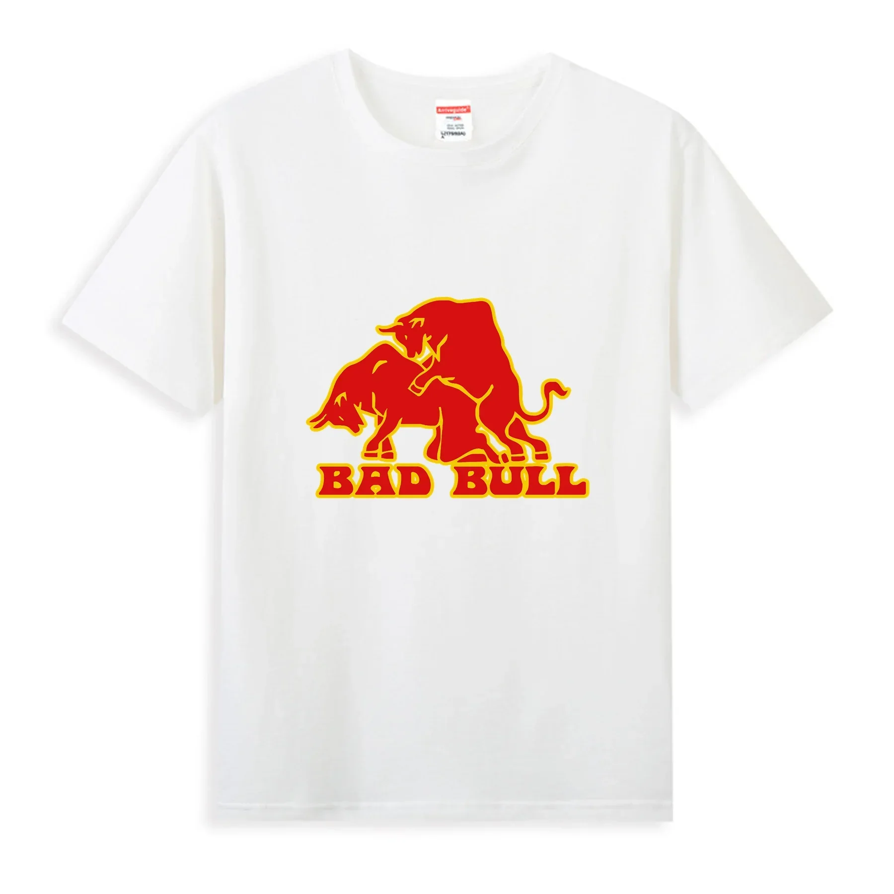 Men's Bad Bull Oversized T-Shirt Red Joke Energy Drink Graphic T-Shirt Streetwear High Quality Cotton Fitness Sports Top