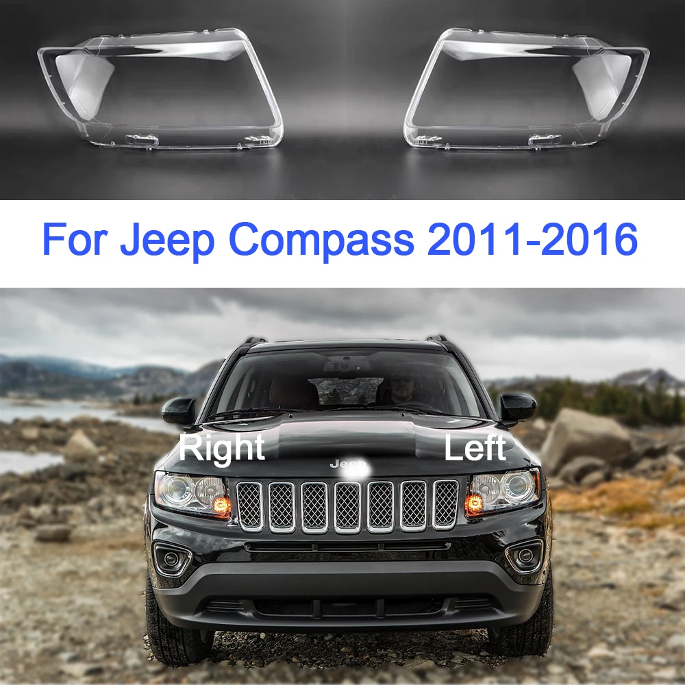 Headlight Glass For Jeep Compass 2011 2012 2013 2014 2015 2016 Replacement Headlamp Shell Plexiglass Lens Cover Car Accessories
