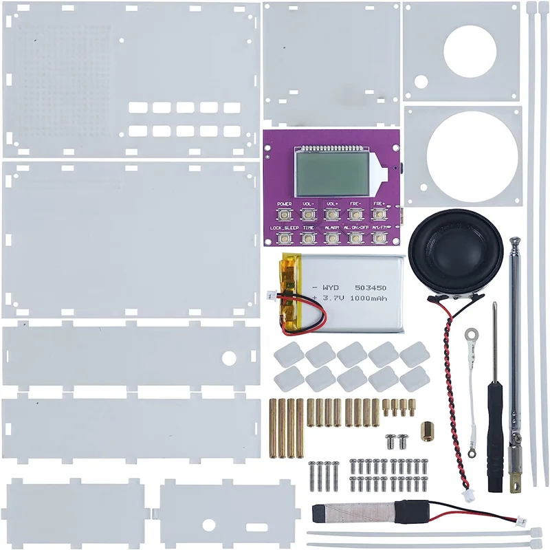 DIY Digital Radio Kit with Clock FM 87-108MHZ Digital Radio LCD Display Assemble Kit for Student STEM Learning Teaching