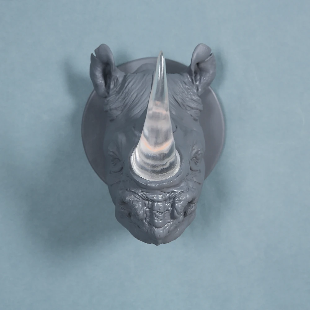 

Настенный светильник из смолы, экзотическая голова носорога, светоизлучающие статуи животных, поделки для дома, отеля, настенное художественное украшение, подарок