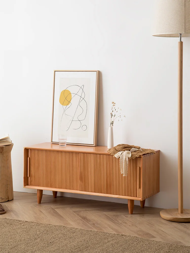 

Nordic solid wood low shoe cabinet, simple and seated at the entrance of the home, shoe changing stool, narrow