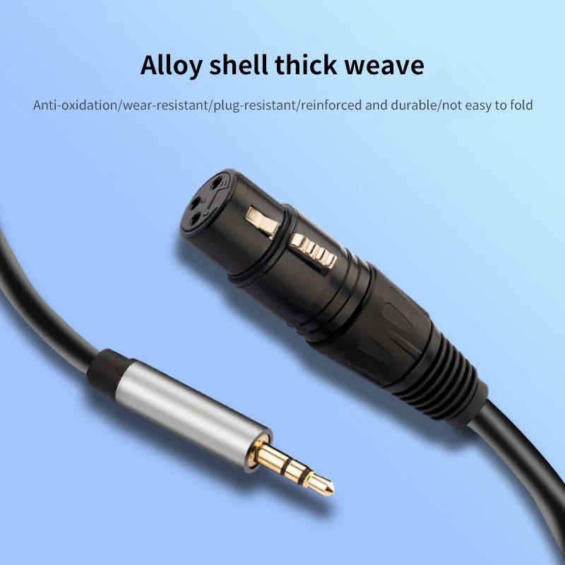 Cable de Audio XLR a 3,5mm, micrófono, Cable de Audio analógico equilibrado, XLR hembra a AUX, conector de 3,5mm para ordenador, teléfono, amplificador de altavoz