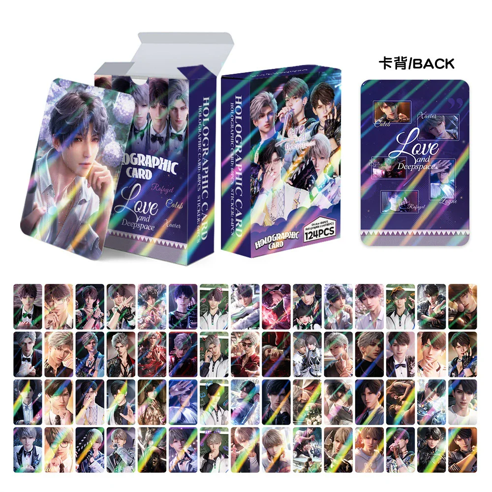 

Набор из 124 лазерных LOMO-карточек Love and Deepspace - фотокарточки Сайлуса, Зейна, Ксавье, Калеба с бонусными стикерами