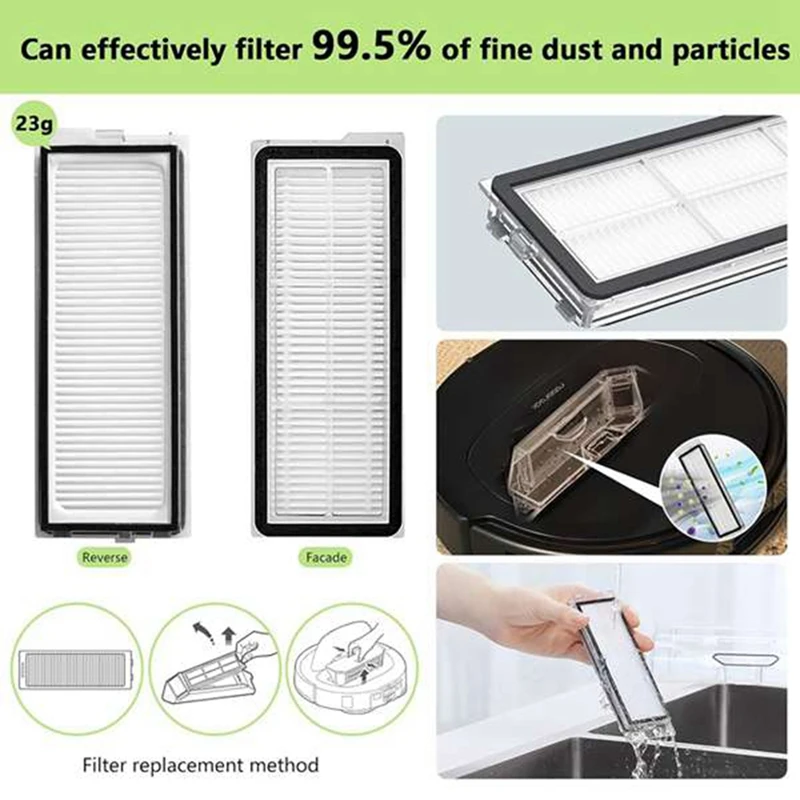 ABFU-34Pcs Main Side Brush Filters Mop Dust Bags For Roborock Qrevo Pro/Qrevo Maxv/Qrevo S/Qrevo Plus Vacuum Cleaner Parts