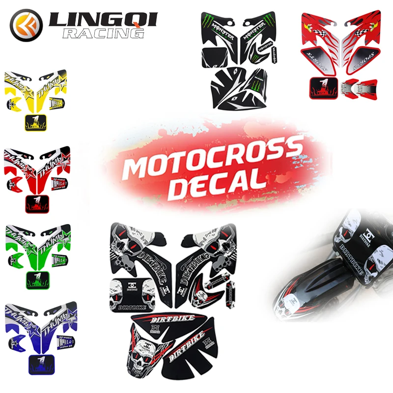 For CRF50 Body Kit Motorcycle Sticker Decal Graphics Fairing Universal  Dirt Pit Bike Motocross