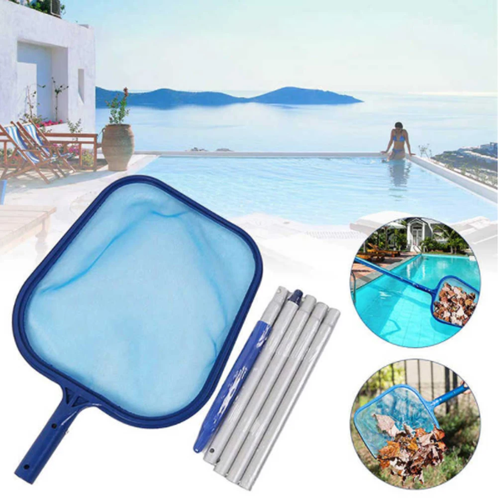 Swimming Pool Skimmer Net with 5 Sections Telescopic Pole Pool Leaf Skimmer Leaf Rake Net for Fast Cleaning Ponds Hot Tub Spas