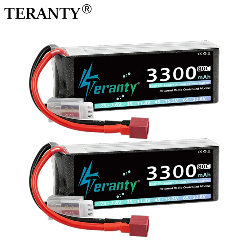 TERANTY Baterías LiPo 2S 3300mAh 60-80C con XT60 para RC - imagen 2
