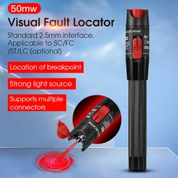 COMPTYCO 50MW FTTH Fiber Optic Tester Pen Type Red Laser Optical FiberLight 50KM Visual Fault Locator Optical Cable Tester