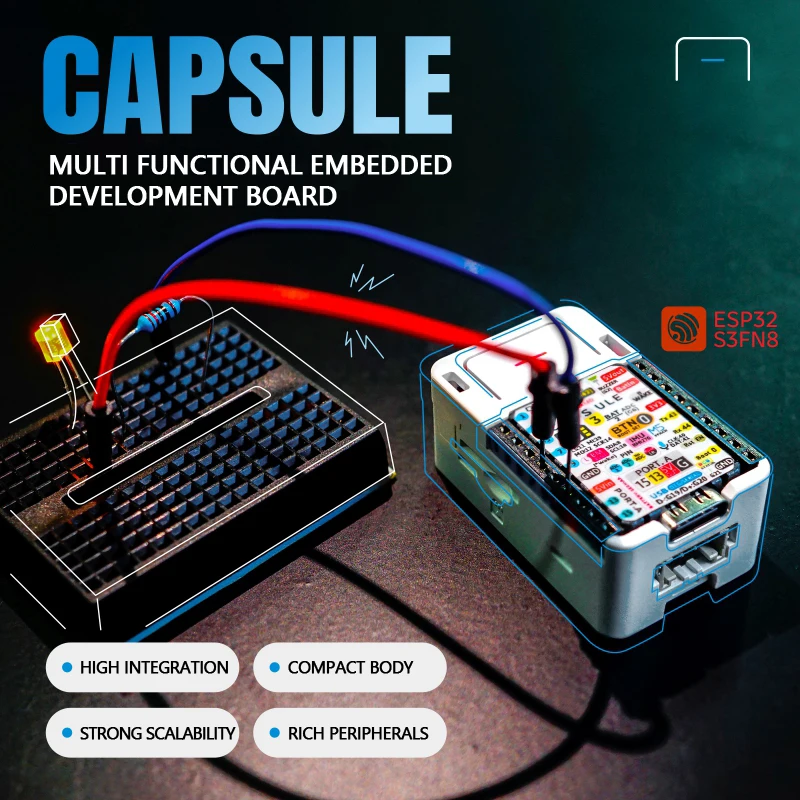 M5Capsule Multi functional Embedded IoT Development Board Power Supply Storage Control Sensor ESP32S3 M5StampS3 Core Controller