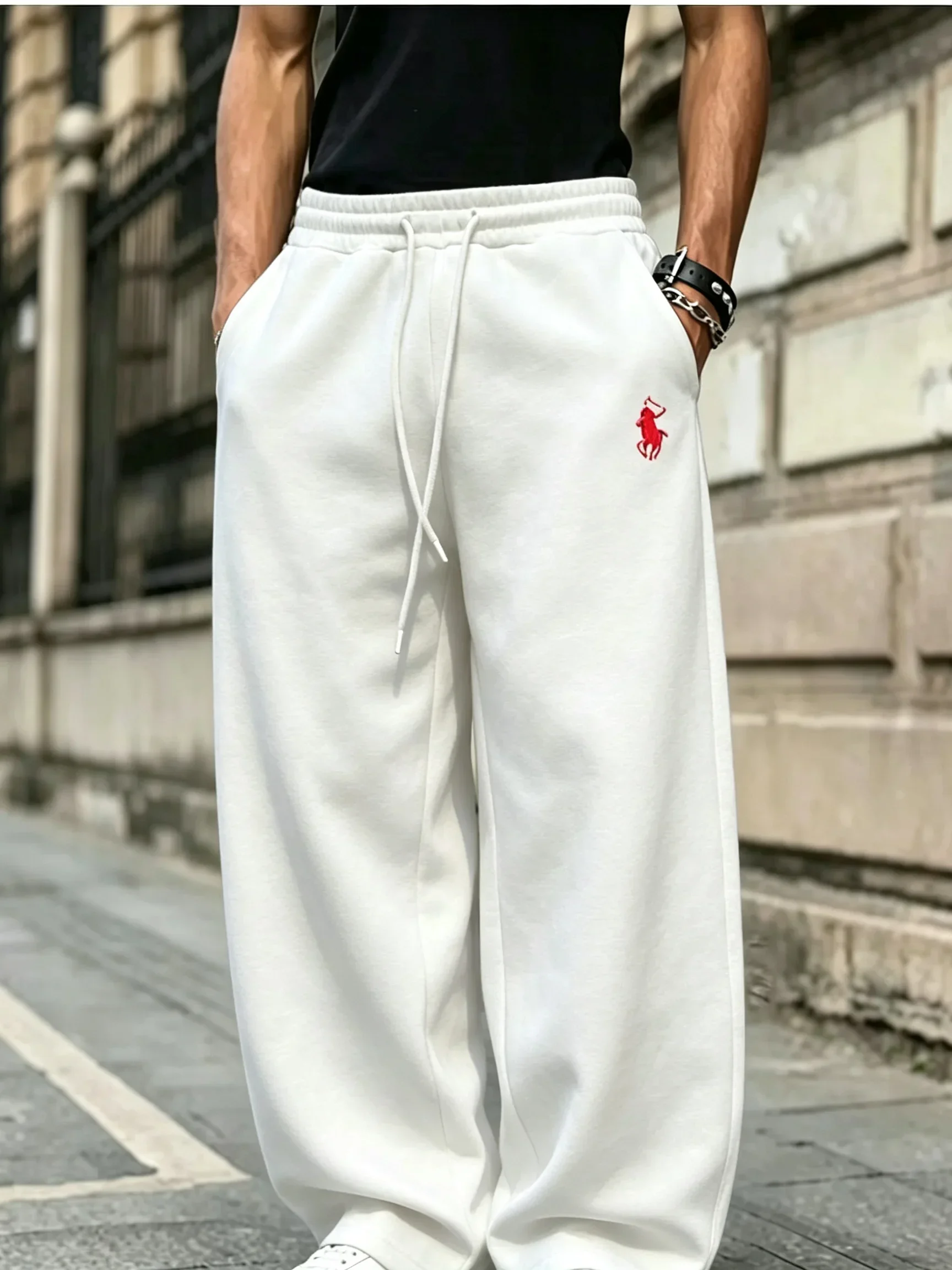 2026 Herren Streetwear Weite Jogginghose mit Hufeisen-Stickerei, lässige Sport-Langhose, modische lockere Hose für den Herbst – Detail 10