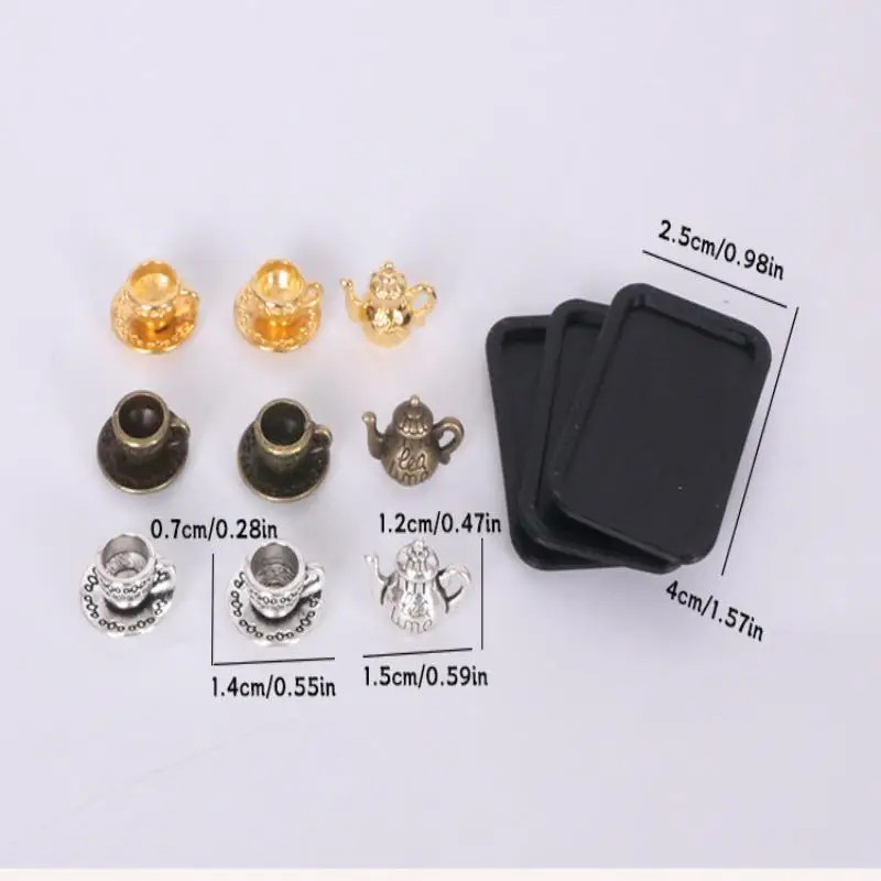 4 stks/set Poppenhuis Handgemaakte Miniatuur Theekop Model Simulatie Micro Theepot Scène Ornamenten DIY Decoratieve Accessoires