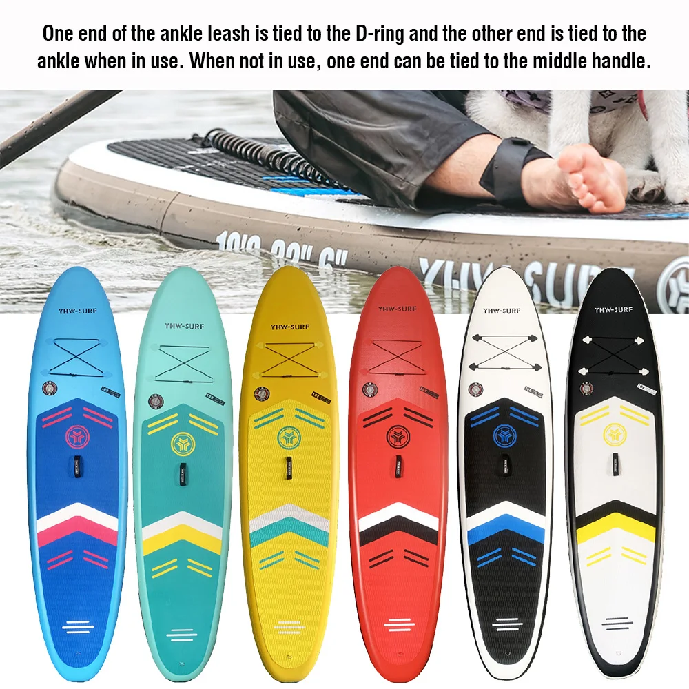 10.6ft Surfboard PVC Inflatable Paddle Board Seaside Beach Water-skiing Stand Up Paddle Board with Foot Rope