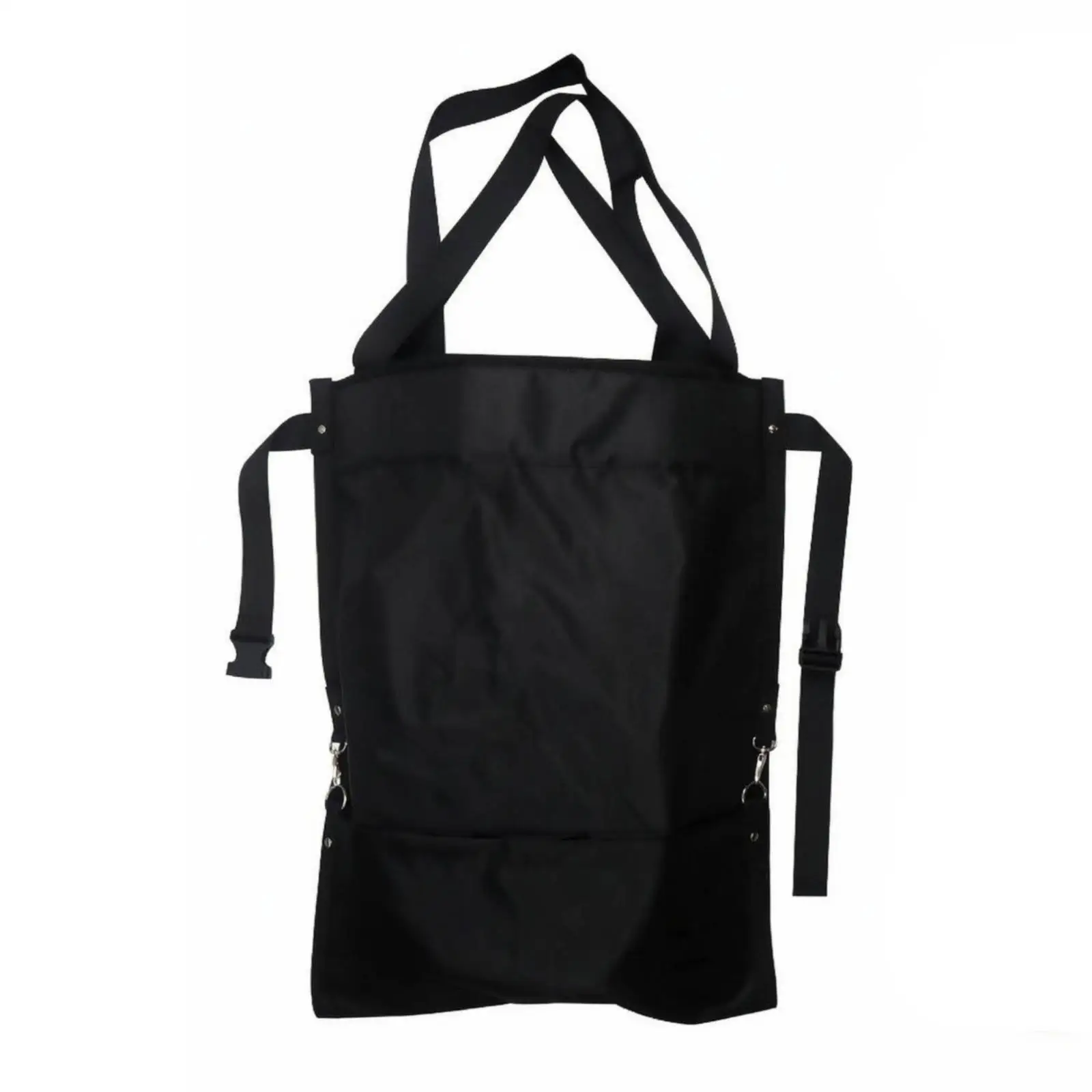 Adjustable Industrial Apron for Men Woman Gardening Harvest Bag with Metal Hooks Black Oxford Cloth Work Pouch