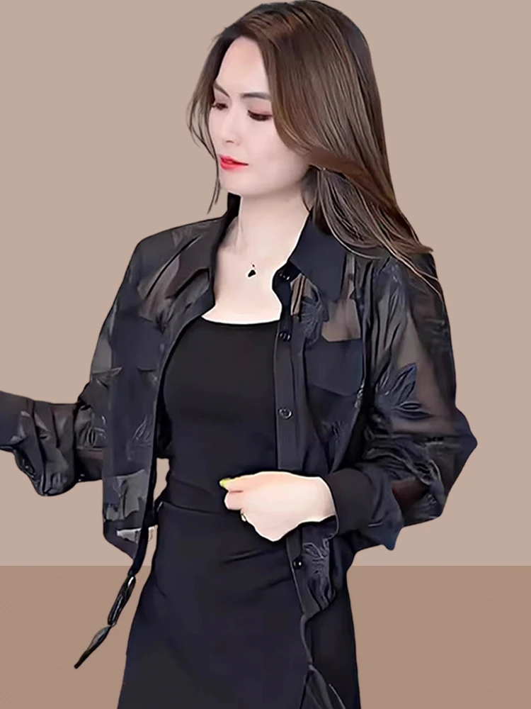 

Fashionable Summer 2026 Women's Long Sleeve Shirt Sun Protection High-End Feelings Cardigan Outerwear Trendy Top Quality Fabric