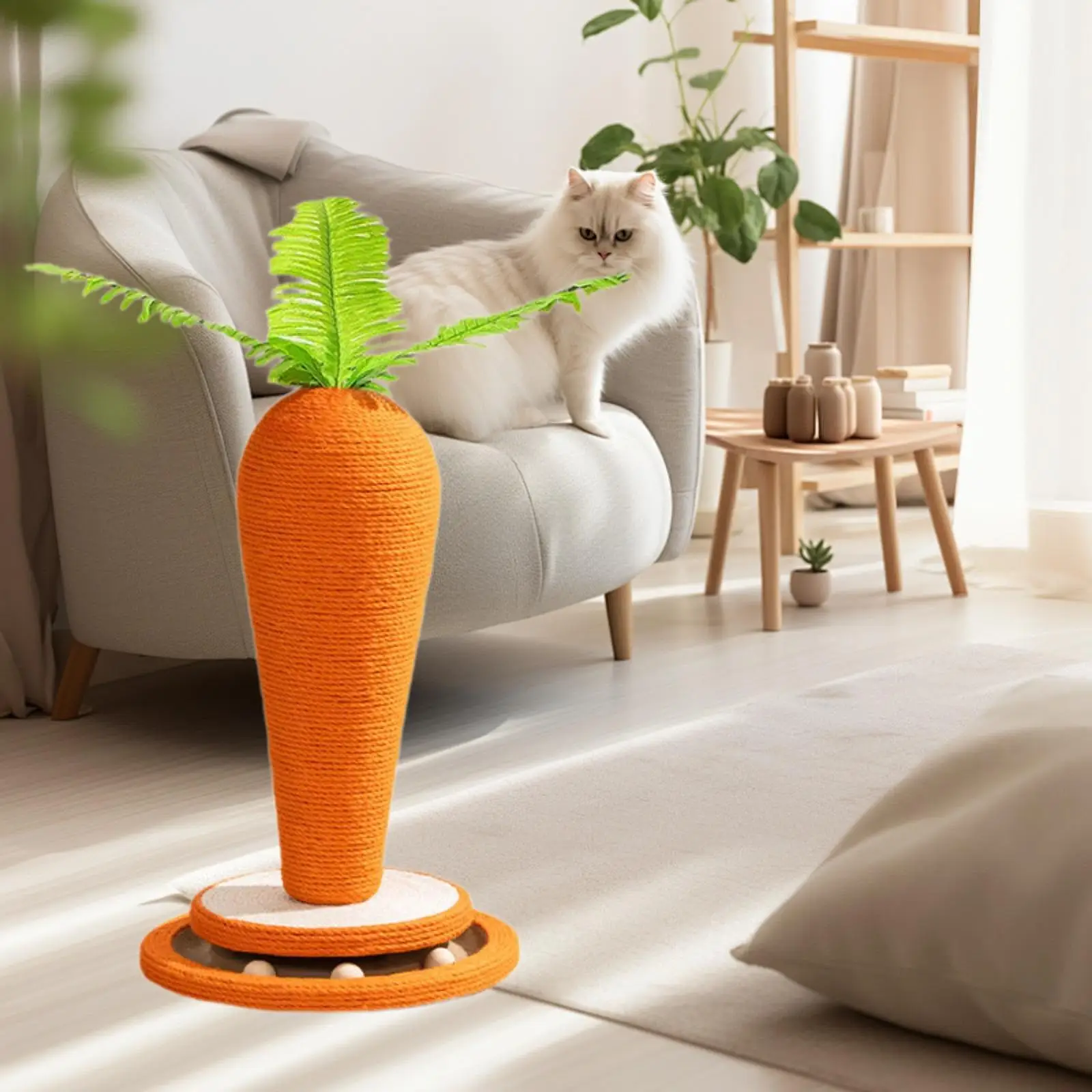 Cat Scratching Board Cat Scratcher Post Carrot Shape Cat Furniture Cat Climbing Tree Scratch Board for Entertainment Exercise