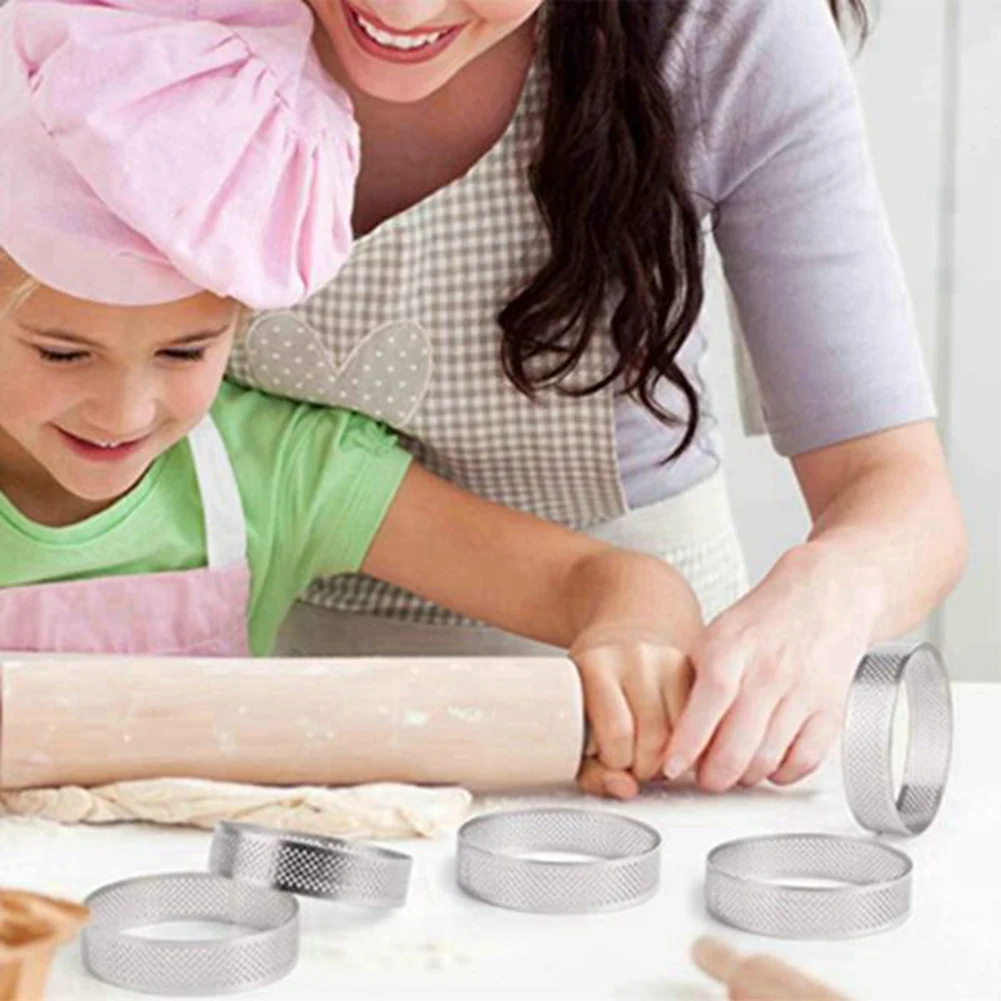Anéis circulares de torta com furos, 20 peças, torta de frutas, quiches, bolo, mousse, cozinha, molde de cozimento, bolo perfurado, mousse, anel 8cm
