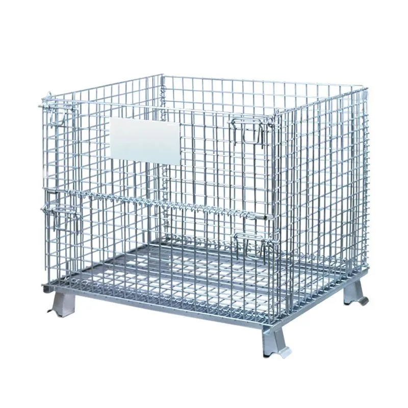 

Folding Grid Turnover Box Heavy Cargo Metal Turnover Logistics Warehouse Stacking Cage Heavy Material Box Storage Basket