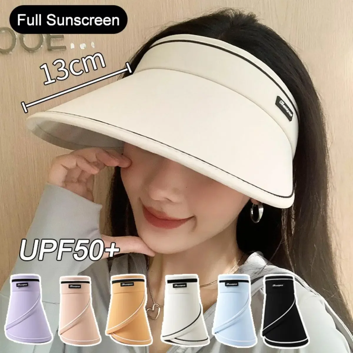 Foldable Empty Top Sun Hat Women 2026 Fashion Summer Adjustable Wide Brim Visor Cap Beach Travel UV Protection Soft Sun Hat