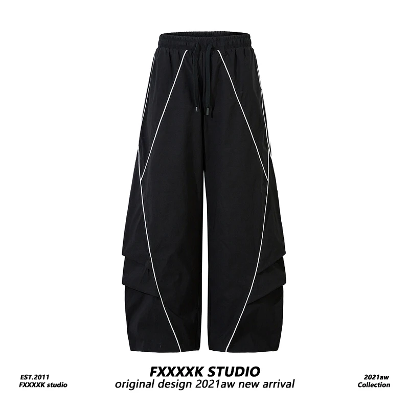 

FXK Original American Retro Reflective Strip Design Casual Sports Pants Men Women Hiphop Knife aped Workwear Long Trousers