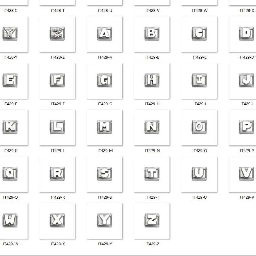 

DIY Jewelry Making Italian Bracelet Charms Links Module Alphabet 42pcs Stainless Steel Fit 9mm Italian Bracelet Pendant As Gift