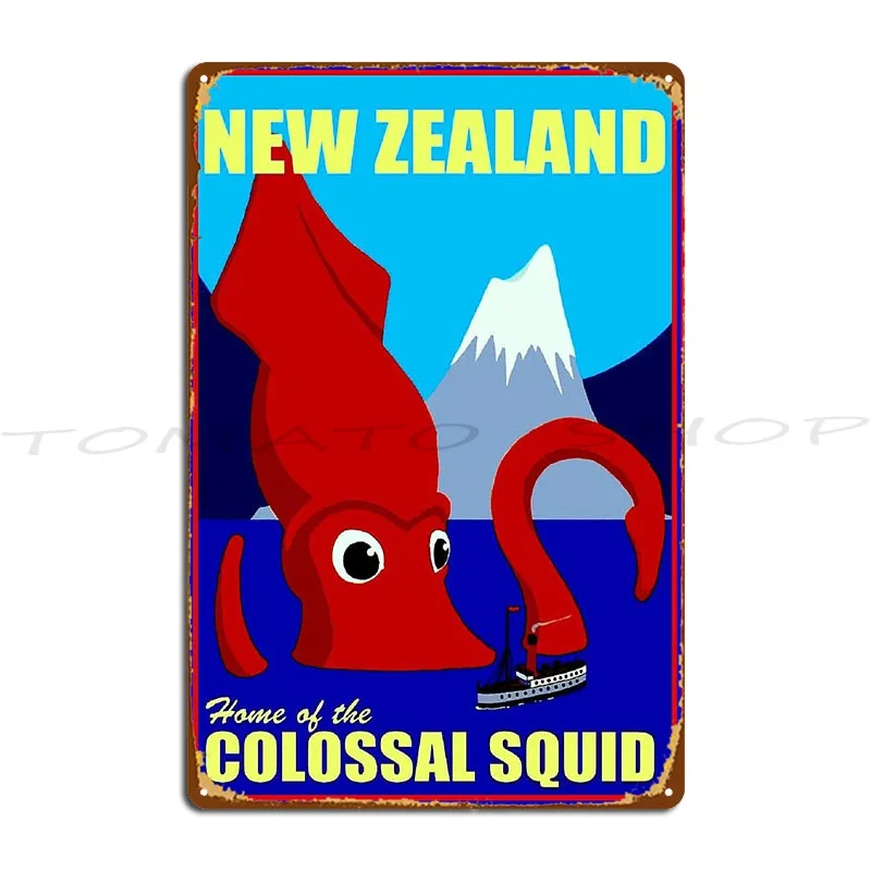 New Zealand Vintage 1930 Fantasy Giant Squid Metal Plaque Poster Club Personalized Wall Cave Wall Decor Designer Tin Sign Poster