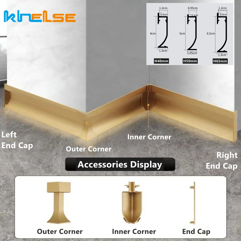 H40/50/65mm LED Skirting Linear Lamp Aluminum Profile Accessories Baseboard Plastic Internal Angle External Corner Connector