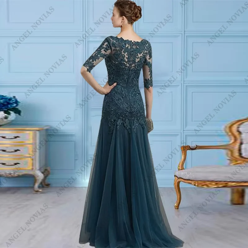 Customized Long Mermaid Ink Blue Mother Of the Bride Dresses Dress Formal Chiffon vestidos de fiesta elegantes 2024