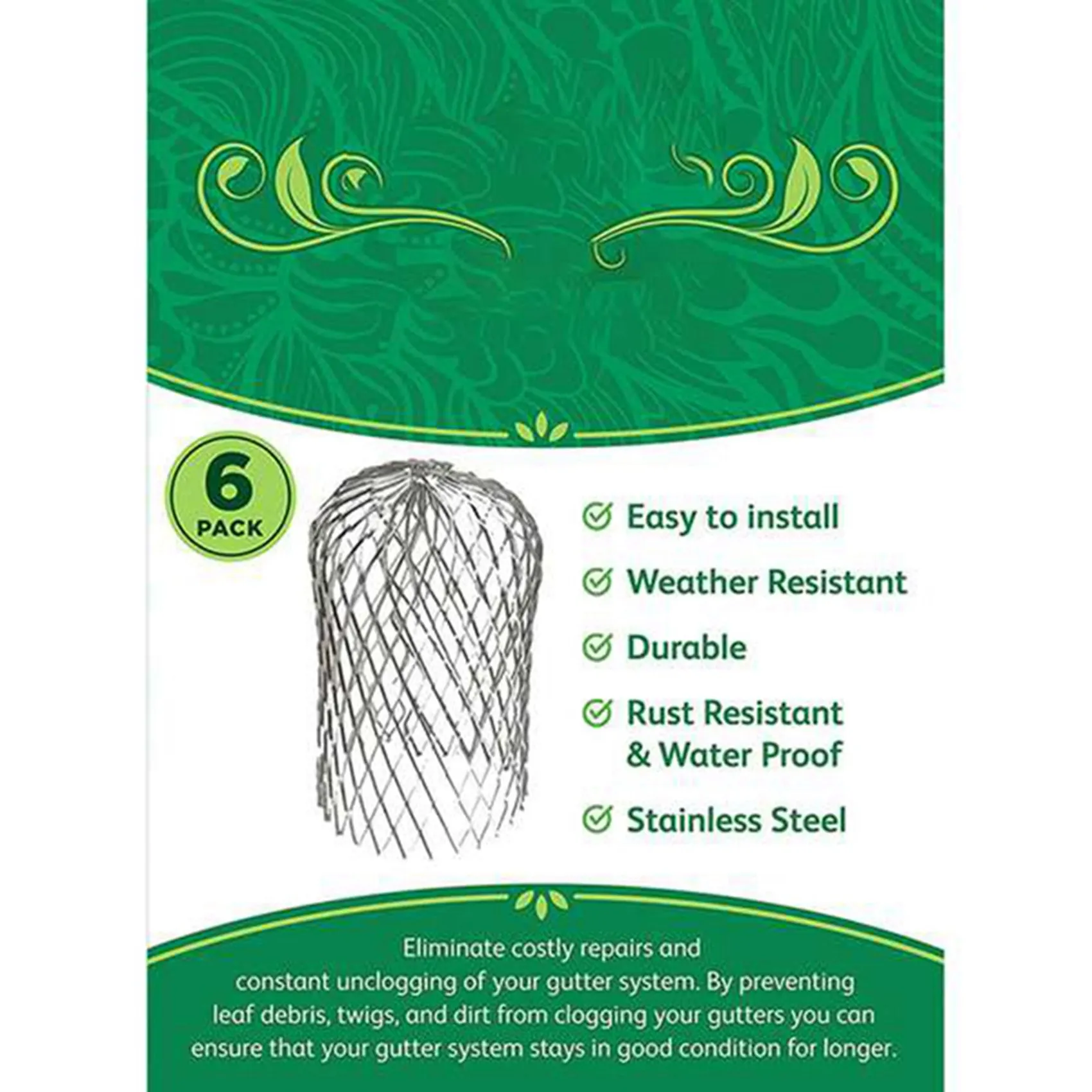 

12 упаковок защитного желоба, 3-дюймовый расширяемый алюминиевый фильтр, сетчатый фильтр, защита водосточной трубы для ограничения засорения листьев