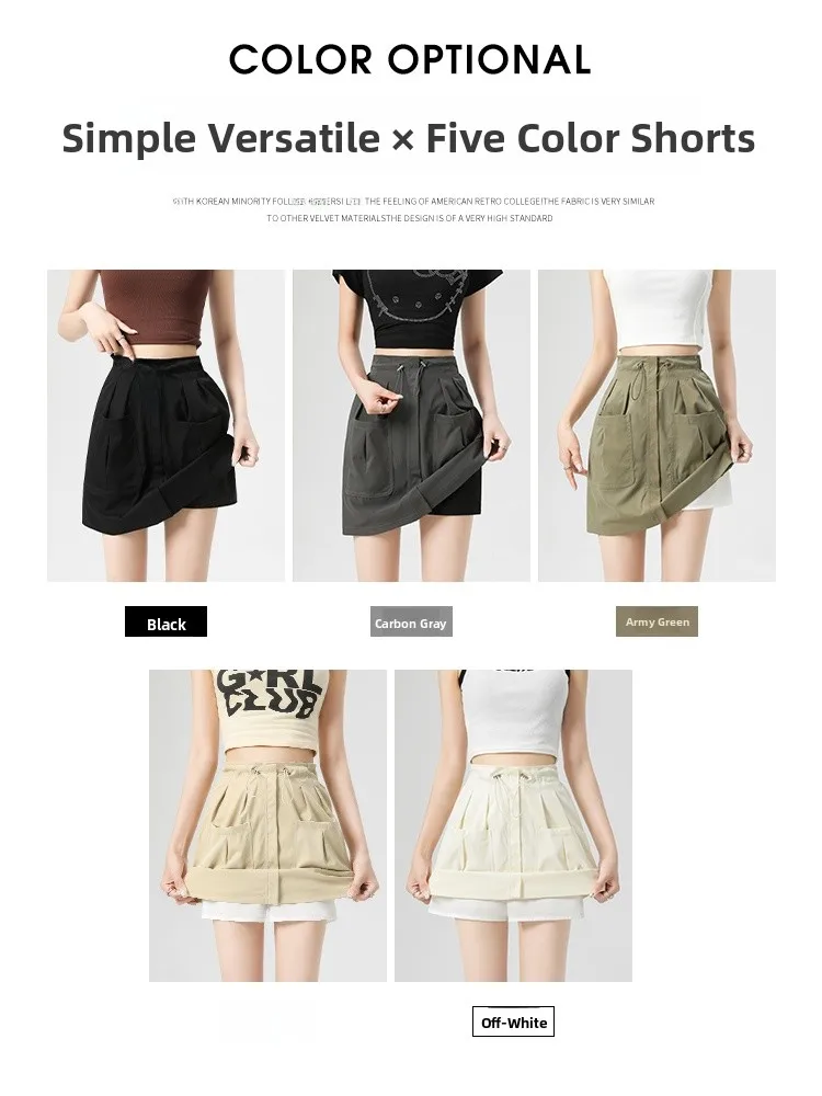 

ay American Workwear Skirt Women Summer 2024 New High Waist A-Line Slim Qui Dry f Skirt Commute Korean Sle Poly...