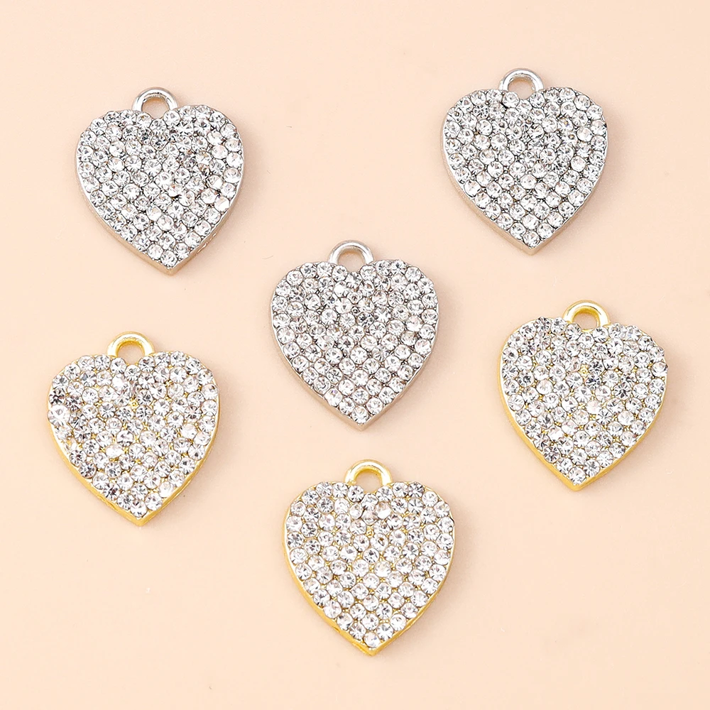 Leslie 4 Stück 16 x 14 mm voller Strasssteine, Kristall-Liebesherzen, Charms für Anhänger, Halskette, Armband, DIY-Schmuckherstellung, Basteln – Detail 3