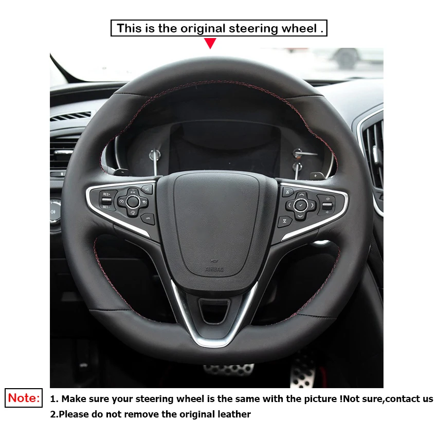 Black Faux Leather No-slip Car Steering Wheel Cover Braid For Opel Insignia OPC Grand Sport 2013-2018 Buick Regal GS 2014-2016