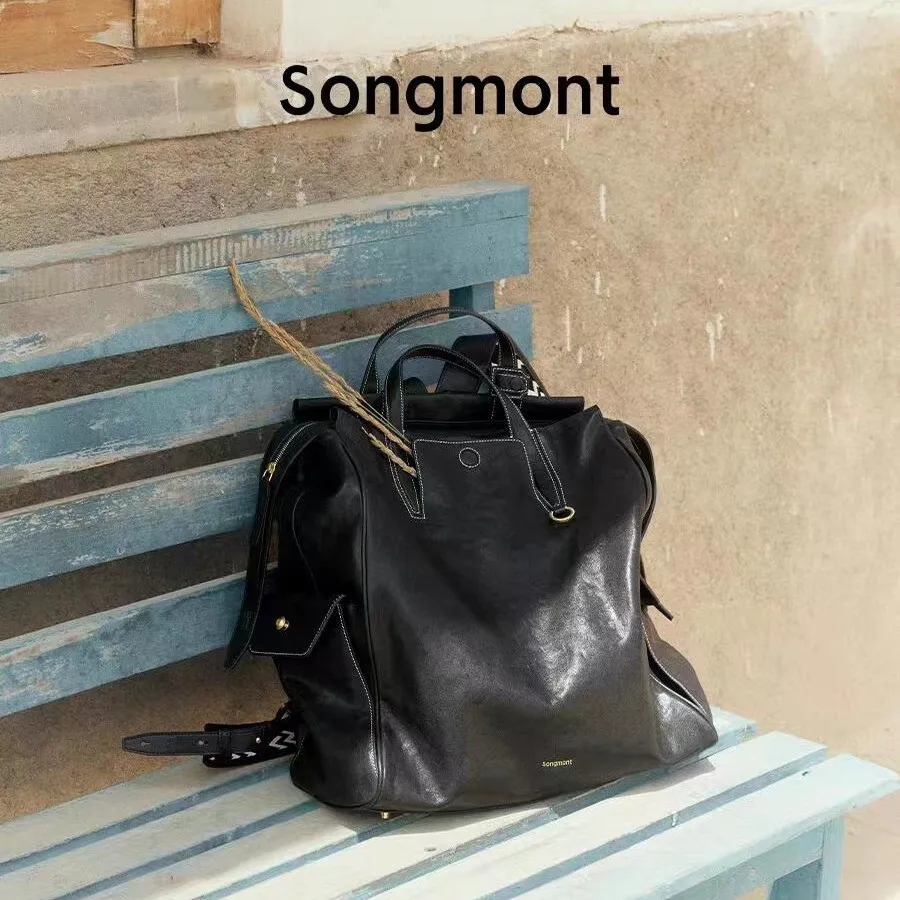 

Большой рюкзак Songmont, 16-дюймовая сумка для ноутбука, унисекс, винтажный рюкзак из натуральной кожи