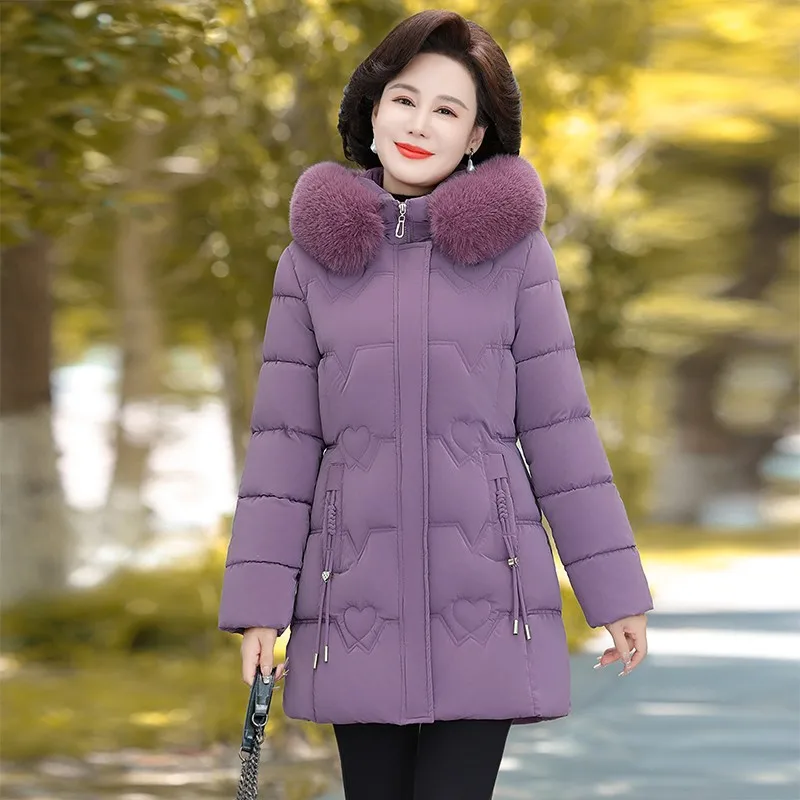 NEW Thickened Cotton Coat Jacket Winter New Middle-aged Elderly Women's Downcotton-padded Attraction Hooded Warm Jacket