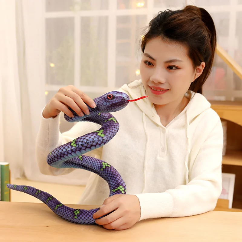 Jouet en peluche serpent couronnant de 120cm, Animal effrayant sauvage coloré, oreiller Long, cadeau pour hommes