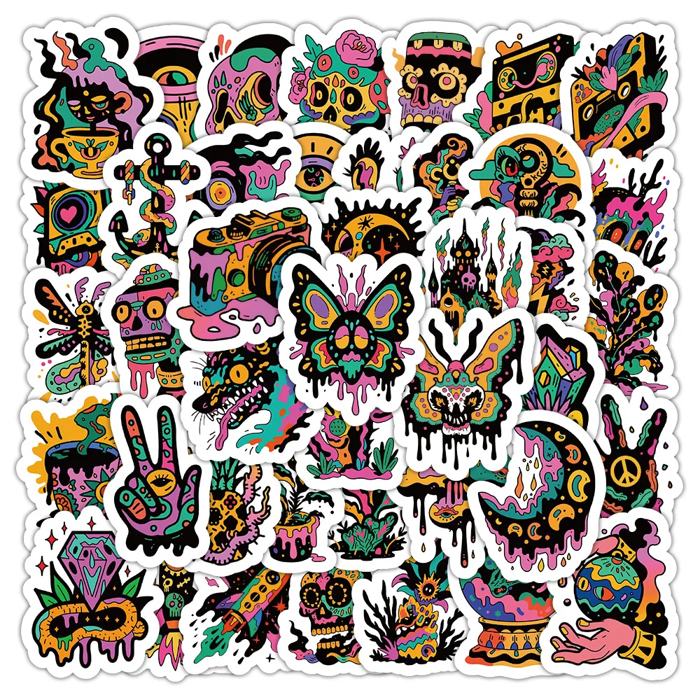 10/30/55PCS Horror Illustration Nordic Style Sticker DIY Decoration PVC Waterproof Skateboard Notebook Graffiti Toy