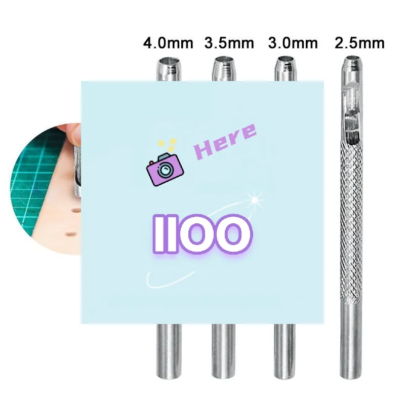 

【IIOO】2.5/3/3.5/4mm Belt Hole Punchers Round Hole Galvanized Leather Punch Kit Hollow Steel Watch Band Tools Belt