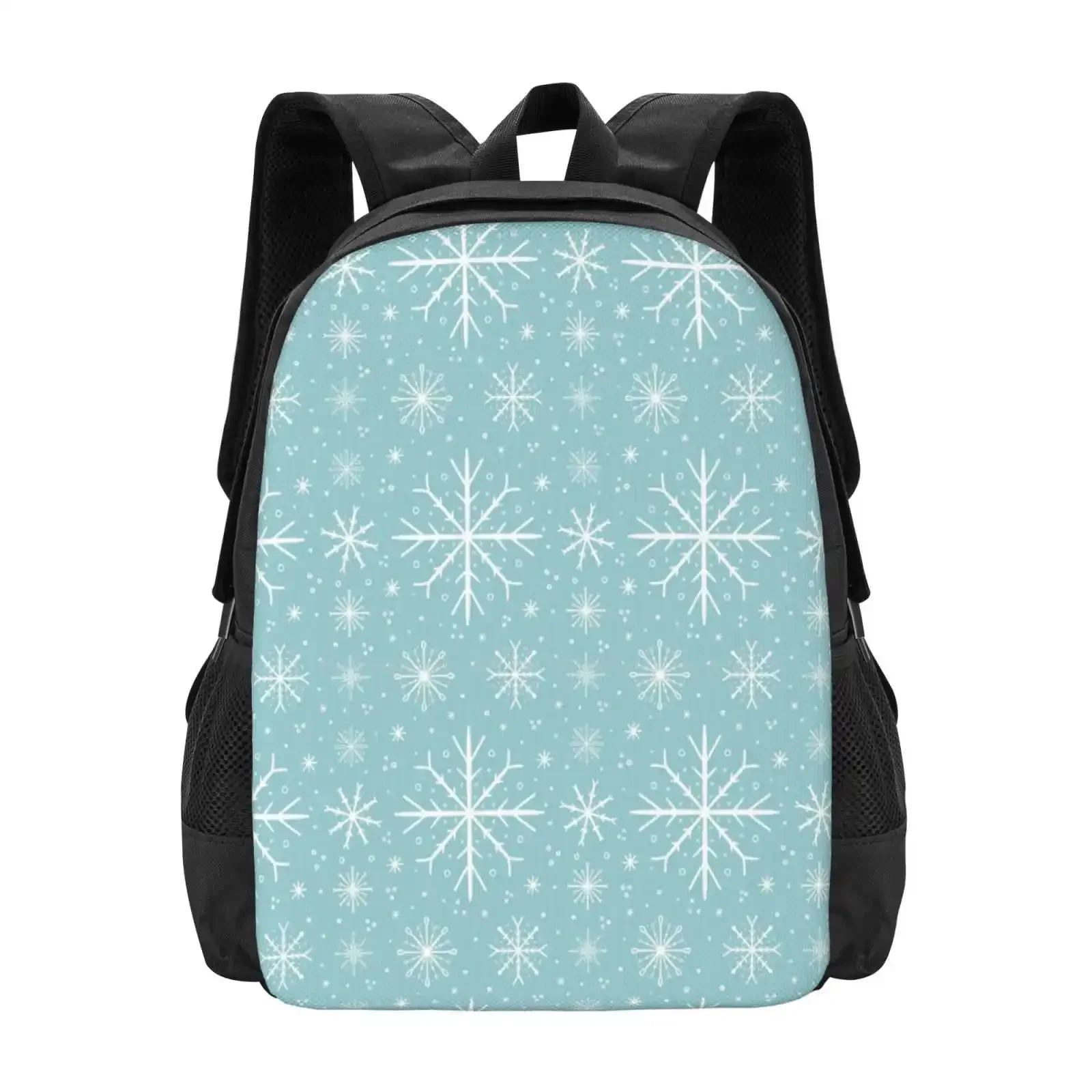 

Light Blue Snowflake Snowfall Pattern Hot Sale Schoolbag Backpack Fashion Bags Christmas Themed Winter Themed Snowfall Light