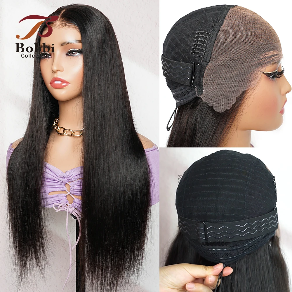 

220% Glueless Human Hair Wig with Drawstring Bleached Knots 13x4 Lace Front Wig Pre-Cut Transparent Lace Closure Wig Straight